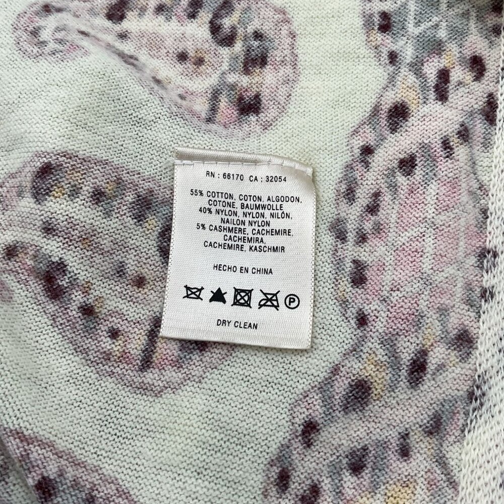 Guinevere by Anthropologie Mint Striped Paisley Fringed Cotton Blend Cardigan Sm - Picture 6 of 8